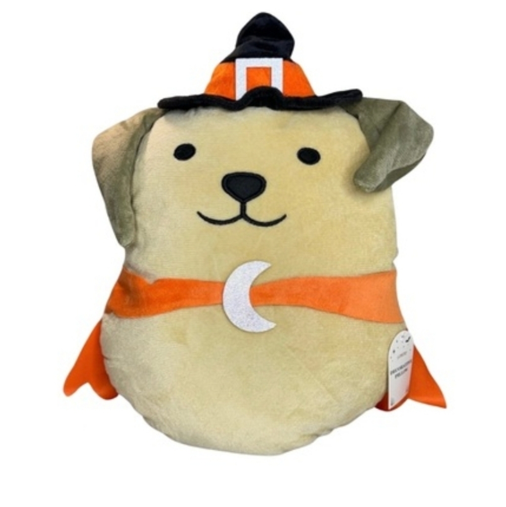 Plush Puppy Halloween Witch Hat Plush - Cream & Orange